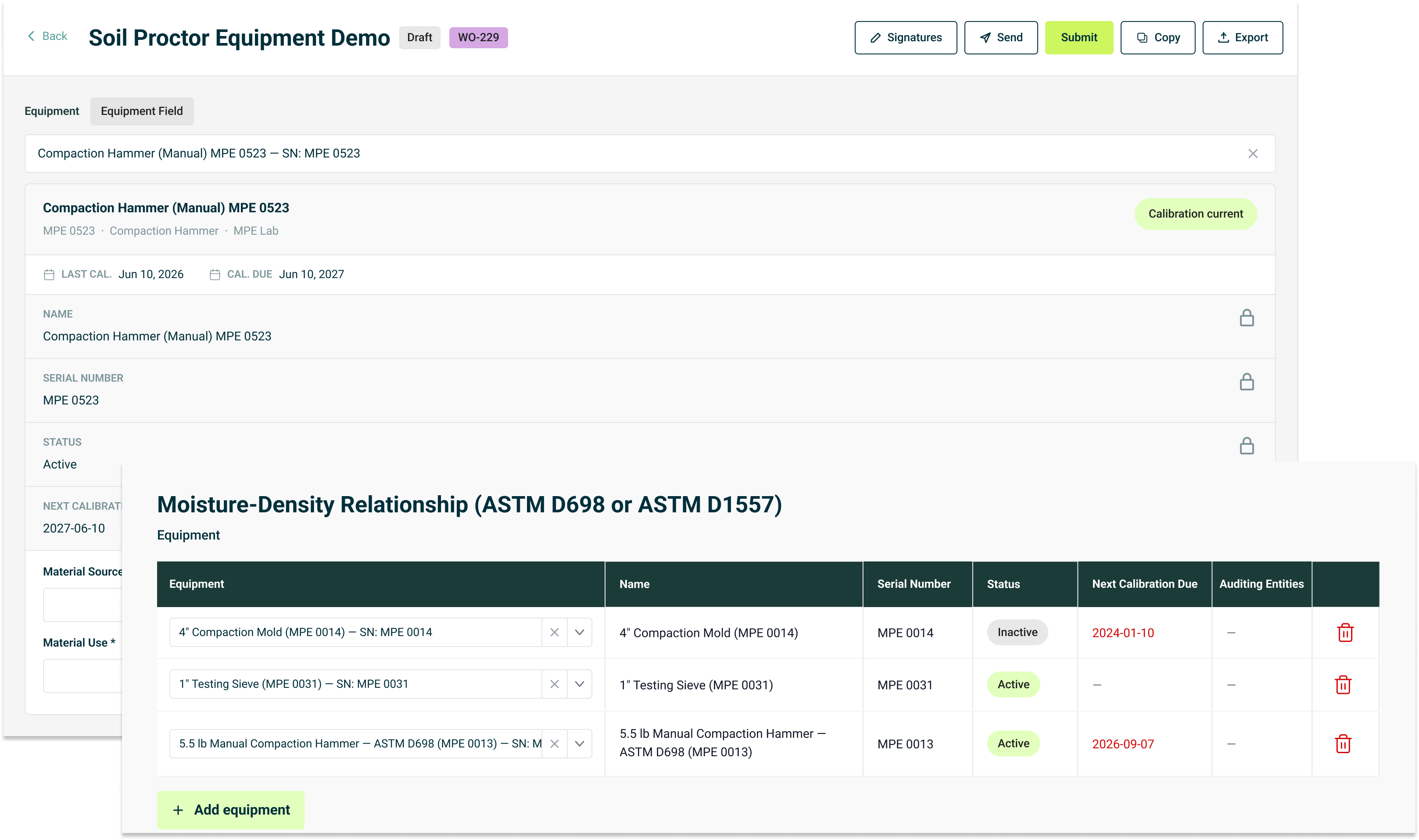 Calibration built into forms